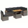 Set de sofás de jardín 7 piezas con cojines ratán PE gris de vidaXL, Conjuntos de jardín - Ref: Foro24-3273104, Precio: 435,8...