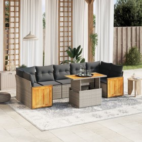 Set de sofás de jardín 8 pzas y cojines ratán sintético gris de vidaXL, Conjuntos de jardín - Ref: Foro24-3273874, Precio: 53...