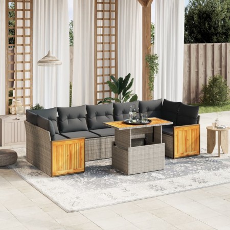 Set de sofás de jardín 8 pzas y cojines ratán sintético gris de vidaXL, Conjuntos de jardín - Ref: Foro24-3273874, Precio: 53...