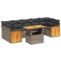 Set de sofás de jardín 8 pzas y cojines ratán sintético gris de vidaXL, Conjuntos de jardín - Ref: Foro24-3273874, Precio: 53...
