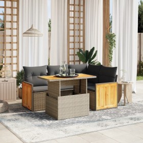 Juego de sofás jardín con cojines 5 pzas ratán sintético gris de vidaXL, Conjuntos de jardín - Ref: Foro24-3273944, Precio: 3...