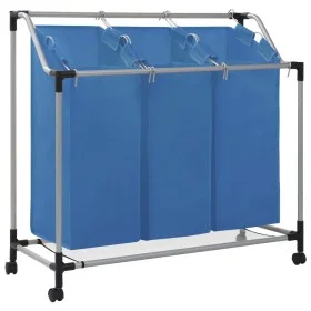 Separador de colada con 3 bolsas acero azul de vidaXL, Cestas para ropa - Ref: Foro24-288331, Precio: 34,57 €, Descuento: %