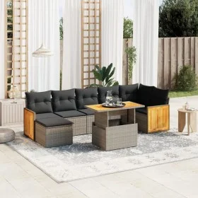 Set de sofás de jardín 8 pzas y cojines ratán sintético gris de vidaXL, Conjuntos de jardín - Ref: Foro24-3274070, Precio: 51...