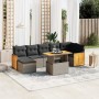 Set de sofás de jardín 8 pzas y cojines ratán sintético gris de vidaXL, Conjuntos de jardín - Ref: Foro24-3274070, Precio: 50...