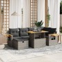Set de sofás de jardín 7 piezas con cojines ratán PE gris de vidaXL, Conjuntos de jardín - Ref: Foro24-3276147, Precio: 463,4...