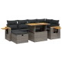Set de sofás de jardín 7 piezas con cojines ratán PE gris de vidaXL, Conjuntos de jardín - Ref: Foro24-3276147, Precio: 463,4...