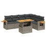 Set de sofás de jardín 7 piezas con cojines ratán PE gris de vidaXL, Conjuntos de jardín - Ref: Foro24-3273538, Precio: 467,4...