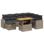 Set de sofás de jardín 8 pzas y cojines ratán sintético gris de vidaXL, Conjuntos de jardín - Ref: Foro24-3271431, Precio: 49...