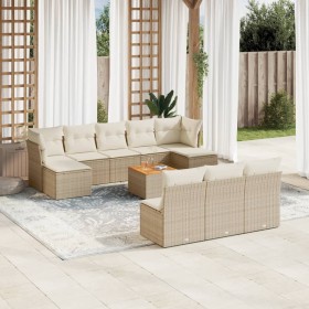 Set de sofás de jardín 11pzas con cojines ratán sintético beige en Conjuntos de jardín | Comprar online en Foru.es