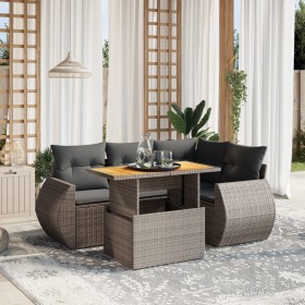Juego de sofás jardín con cojines 5 pzas ratán sintético gris de vidaXL, Conjuntos de jardín - Ref: Foro24-3272180, Precio: 3...