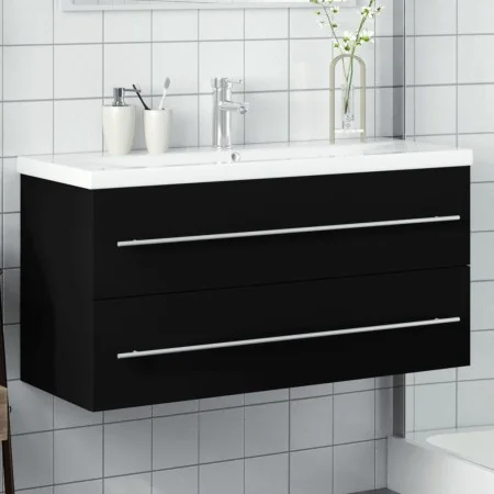 Mueble de baño con lavabo integrado negro de vidaXL, Tocadores de baño - Ref: Foro24-3278795, Precio: 349,17 €, Descuento: %