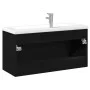 Mueble de baño con lavabo integrado negro de vidaXL, Tocadores de baño - Ref: Foro24-3278795, Precio: 349,17 €, Descuento: %