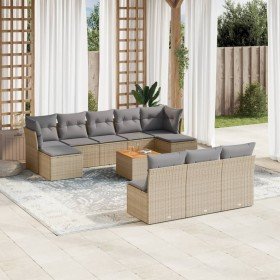 Set de sofás de jardín 11pzas con cojines ratán sintético beige en Conjuntos de jardín | Comprar online en Foru.es