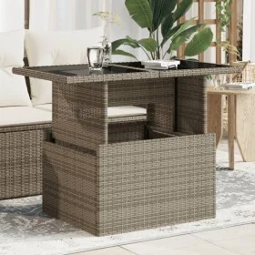Mesa de jardín superficie de vidrio ratán PE gris 100x55x73 cm de vidaXL, Mesas de jardín - Ref: Foro24-366121, Precio: 99,32...
