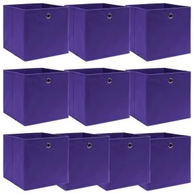 Cajas de almacenaje 10 uds tela morado 32x32x32 cm de vidaXL, Cestas para almacenaje - Ref: Foro24-288355, Precio: 49,84 €, D...