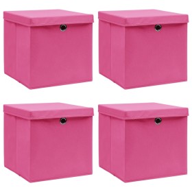 Cajas de almacenaje con tapas 4 uds tela rosa 32x32x32 cm de vidaXL, Cestas para almacenaje - Ref: Foro24-288346, Precio: 31,...