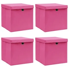 Cajas de almacenaje con tapas 4 uds tela rosa 32x32x32 cm de vidaXL, Cestas para almacenaje - Ref: Foro24-288346, Precio: 30,...