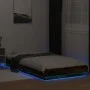 Bed frame with LED lights smoked oak wood 75x190 cm by vidaXL, Beds and slatted bases - Ref: Foro24-3281158, Price: 137,89 €,...
