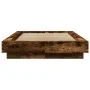 Bed frame with LED lights smoked oak wood 75x190 cm by vidaXL, Beds and slatted bases - Ref: Foro24-3281158, Price: 137,89 €,...