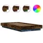 Bed frame with LED lights smoked oak wood 75x190 cm by vidaXL, Beds and slatted bases - Ref: Foro24-3281158, Price: 137,89 €,...