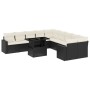 Set de sofás de jardín 11 pzas y cojines ratán sintético negro de vidaXL, Conjuntos de jardín - Ref: Foro24-3267536, Precio: ...