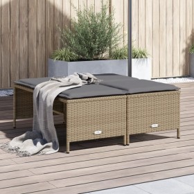 Taburetes de jardín con cojines 4 uds ratán sintético beige de vidaXL, Otomanas de exterior - Ref: Foro24-368365, Precio: 126...