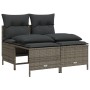 Set de sofás de jardín 4 pzas y cojines ratán sintético gris de vidaXL, Conjuntos de jardín - Ref: Foro24-368373, Precio: 173...
