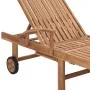 Sun lounger with red checkered cushion solid teak wood by vidaXL, Loungers - Ref: Foro24-3063019, Price: 297,96 €, Discount: %