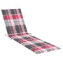 Sun lounger with red checkered cushion solid teak wood by vidaXL, Loungers - Ref: Foro24-3063019, Price: 297,96 €, Discount: %