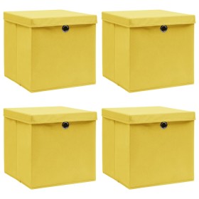 Cajas de almacenaje con tapas 4 uds tela amarillo 32x32x32 cm de vidaXL, Cestas para almacenaje - Ref: Foro24-288366, Precio:...