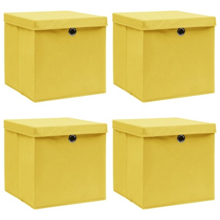 Cajas de almacenaje con tapas 4 uds tela amarillo 32x32x32 cm de vidaXL, Cestas para almacenaje - Ref: Foro24-288366, Precio:...