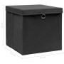 Cajas de almacenaje con tapas 10 uds tela negro 32x32x32 cm de vidaXL, Cestas para almacenaje - Ref: Foro24-288334, Precio: 6...