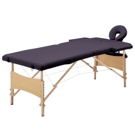 Camilla de masaje plegable 2 zonas madera morado de vidaXL, Mesas de masaje - Ref: Foro24-110186, Precio: 169,64 €, Descuento: %