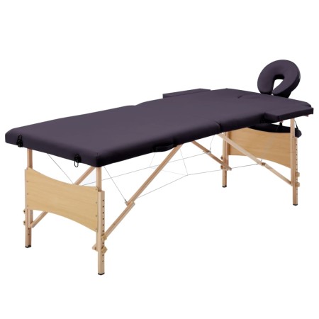 Camilla de masaje plegable 2 zonas madera morado de vidaXL, Mesas de masaje - Ref: Foro24-110186, Precio: 169,64 €, Descuento: %