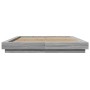 Estructura cama con luces LED madera gris Sonoma 160x200 cm de vidaXL, Camas y somieres - Ref: Foro24-3281089, Precio: 189,75...