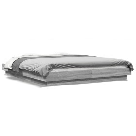 Estructura cama con luces LED madera gris Sonoma 150x200 cm de vidaXL, Camas y somieres - Ref: Foro24-3281096, Precio: 189,41...
