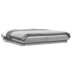 Estructura cama con luces LED madera gris Sonoma 150x200 cm de vidaXL, Camas y somieres - Ref: Foro24-3281096, Precio: 187,07...