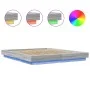 Sonoma gray wood bed frame with LED lights 150x200 cm by vidaXL, Beds and slatted bases - Ref: Foro24-3281096, Price: 187,07 ...