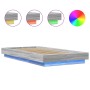 Estructura de cama con luces LED madera gris Sonoma 90x200 cm de vidaXL, Camas y somieres - Ref: Foro24-3281124, Precio: 161,...