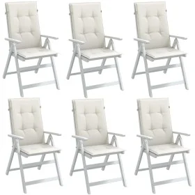 Cojines silla respaldo alto 6 uds tela crema melange 120x50x4cm de vidaXL, Cojines para sillas y sofás - Ref: Foro24-4002420,...