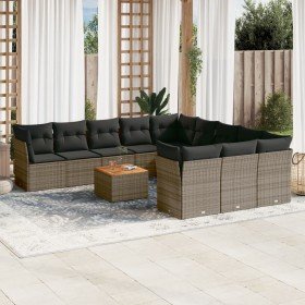 Set de sofás de jardín 12 pzas con cojines ratán sintético gris en Conjuntos de jardín | Comprar online en Foru.es