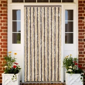 Dark brown and beige chenille fly curtain 100x220 cm by vidaXL, Mosquito nets for windows - Ref: Foro24-377358, Price: 64,86 ...