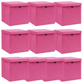 Cajas de almacenaje con tapas 10 uds tela rosa 32x32x32 cm de vidaXL, Cestas para almacenaje - Ref: Foro24-288348, Precio: 66...