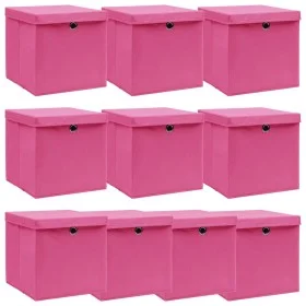 Cajas de almacenaje con tapas 10 uds tela rosa 32x32x32 cm de vidaXL, Cestas para almacenaje - Ref: Foro24-288348, Precio: 65...