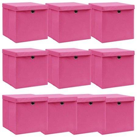 Cajas de almacenaje con tapas 10 uds tela rosa 32x32x32 cm de vidaXL, Cestas para almacenaje - Ref: Foro24-288348, Precio: 66...
