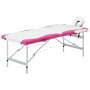 Camilla de masaje plegable 2 zonas aluminio blanco y rosa de vidaXL, Mesas de masaje - Ref: Foro24-110234, Precio: 169,21 €, ...