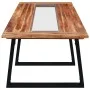 Mesa de comedor de madera maciza de acacia y vidrio 180x90x75cm de vidaXL, Mesas de cocina y de comedor - Ref: Foro24-288067,...