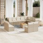 Set sofás de jardín con cojines 13 pzas ratán sintético beige en Conjuntos de jardín | Comprar online en Foru.es
