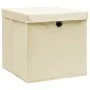 Cajas de almacenaje con tapas 10 uds tela crema 32x32x32 cm de vidaXL, Cestas para almacenaje - Ref: Foro24-288360, Precio: 5...