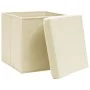 Cajas de almacenaje con tapas 10 uds tela crema 32x32x32 cm de vidaXL, Cestas para almacenaje - Ref: Foro24-288360, Precio: 5...